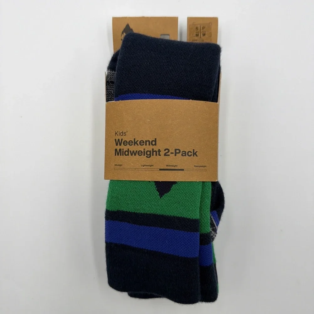 Burton Weekend Midweight 2-Pack Kids Small/Medium (12.5-1.5) Galaxy Green Socks